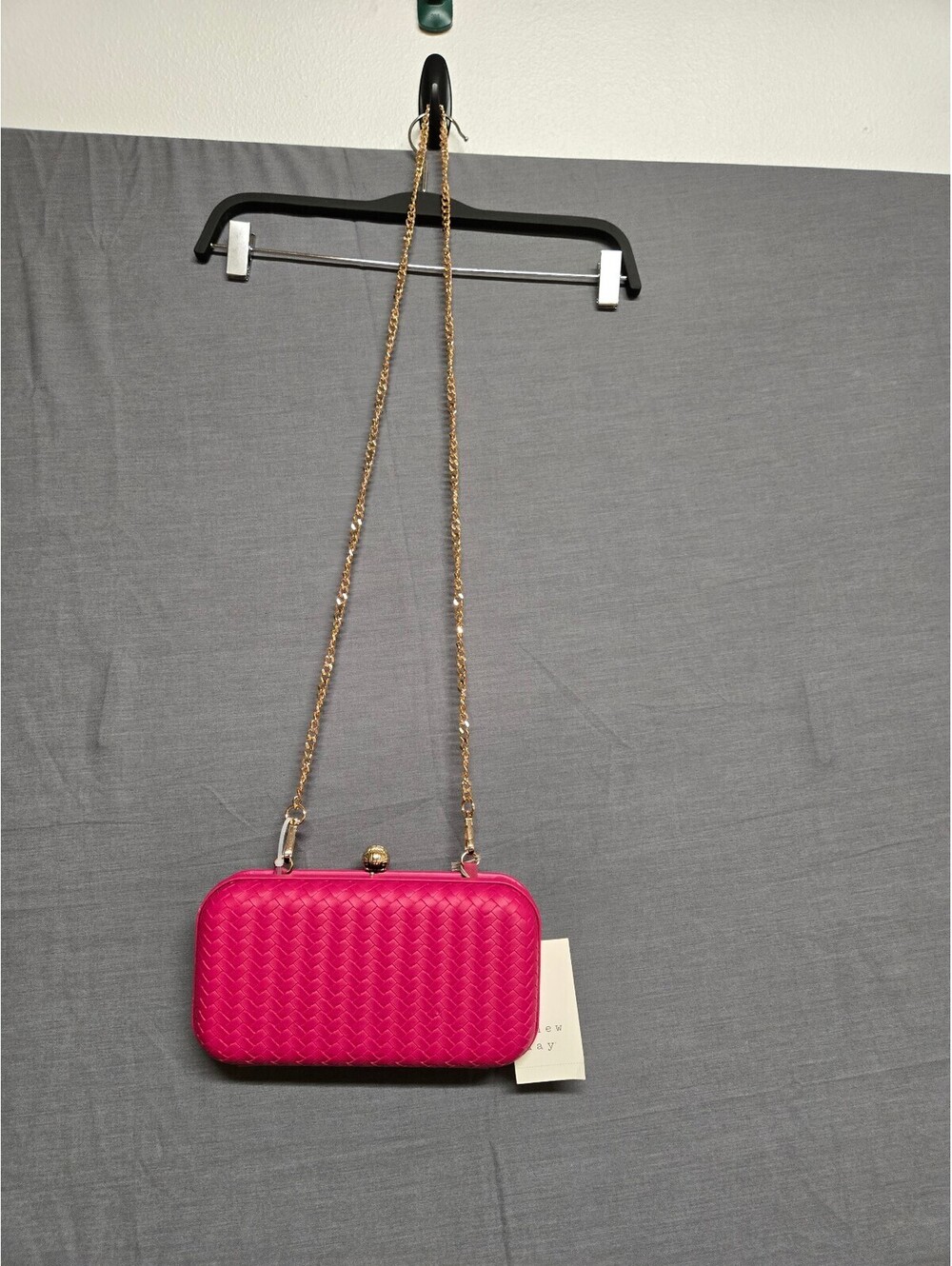 A New Day Pink Woven Clutch Crossbody Bag NWT